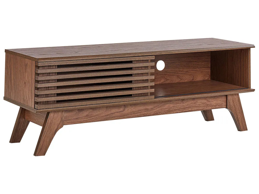 TV Stand TOLEDO Dark Brown – 120 cm Retro Wooden TV Cabinet with Sliding Doors