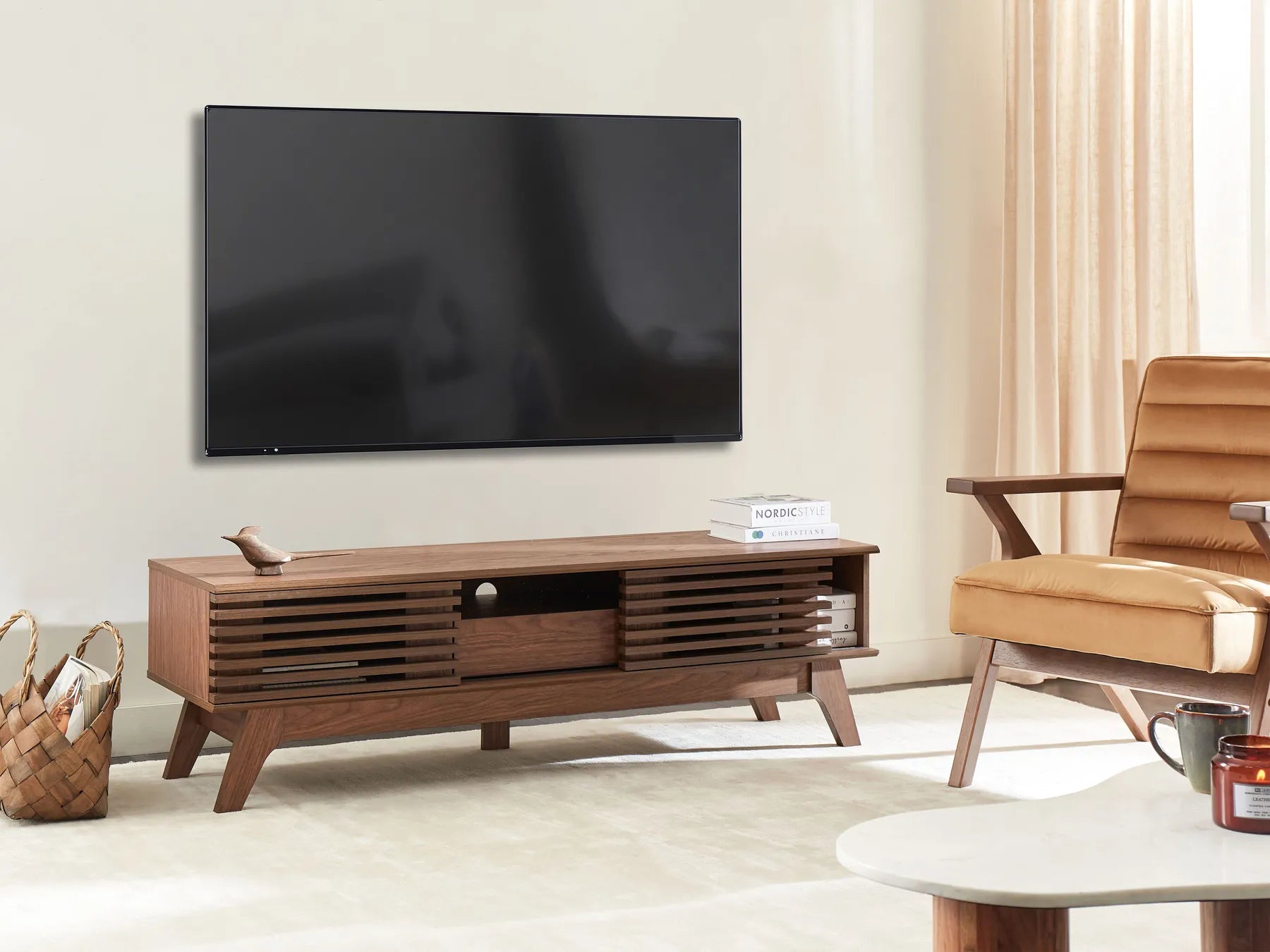 TV Stand DETROIT Dark Brown – Wooden TV Cabinet with Storage, Cable Management, for TVs up to 70"