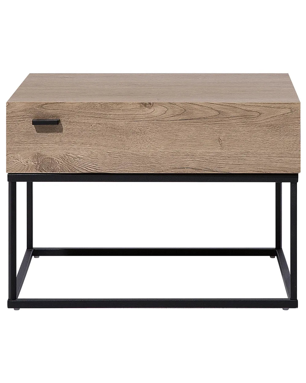 1 Drawer Industrial Bedside Table CAIRO – Light Brown, Concrete Effect, Metal Frame