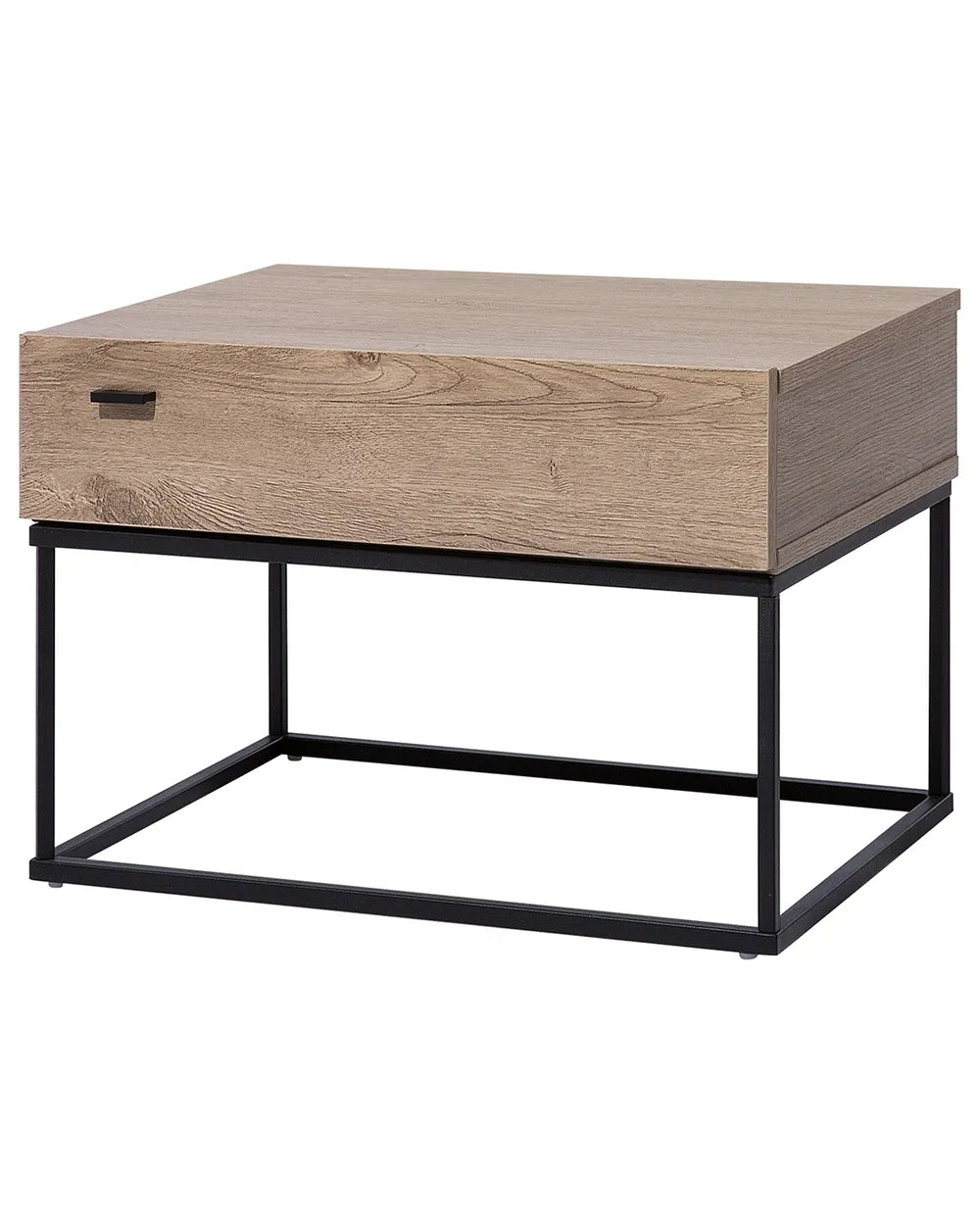 1 Drawer Industrial Bedside Table CAIRO – Light Brown, Concrete Effect, Metal Frame