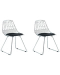 Set of 2 Dining Chairs HARLAN Metal Silver with Faux Leather Seat