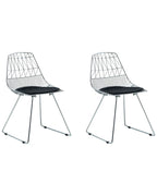 Set of 2 Dining Chairs HARLAN Metal Silver with Faux Leather Seat