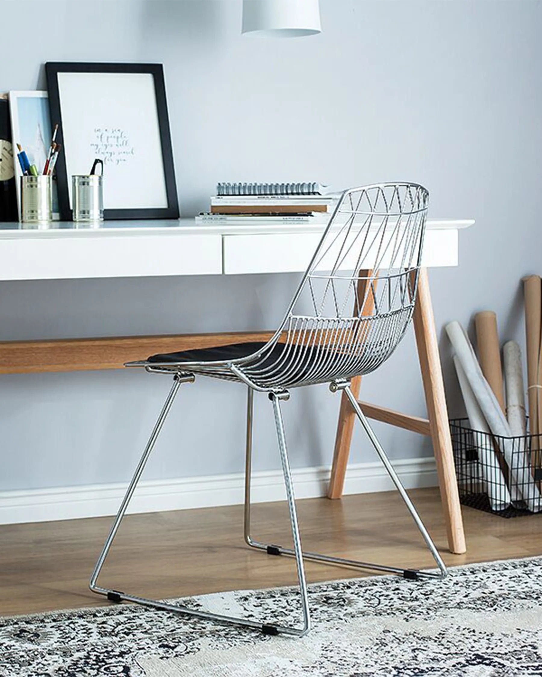 Set of 2 Dining Chairs HARLAN Metal Silver with Faux Leather Seat