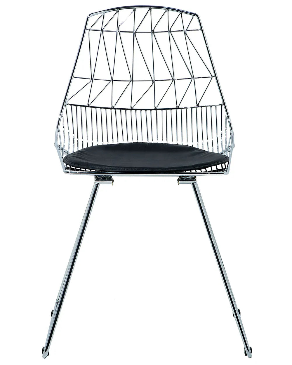 Set of 2 Dining Chairs HARLAN Metal Silver with Faux Leather Seat