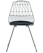 Set of 2 Dining Chairs HARLAN Metal Silver with Faux Leather Seat