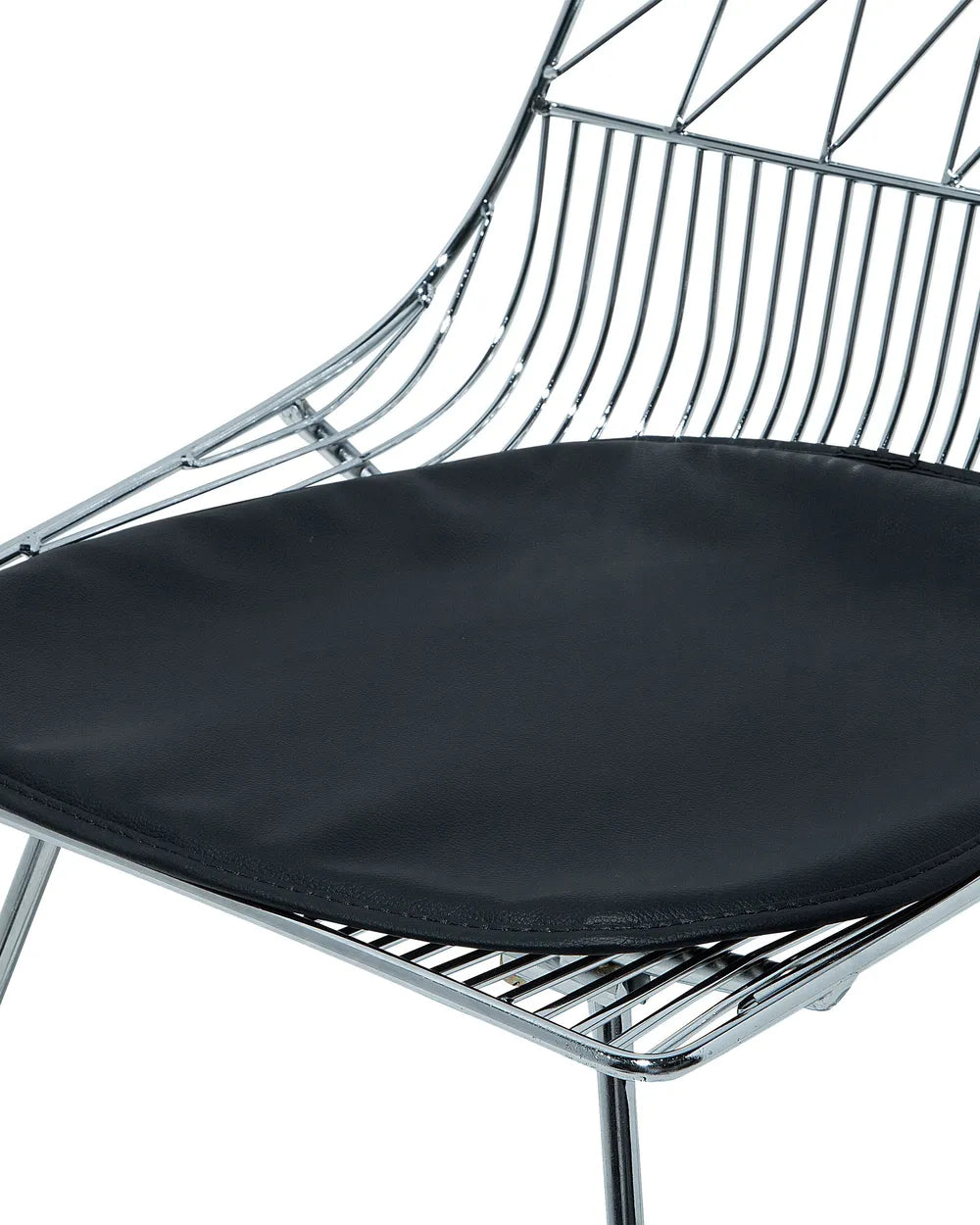 Set of 2 Dining Chairs HARLAN Metal Silver with Faux Leather Seat