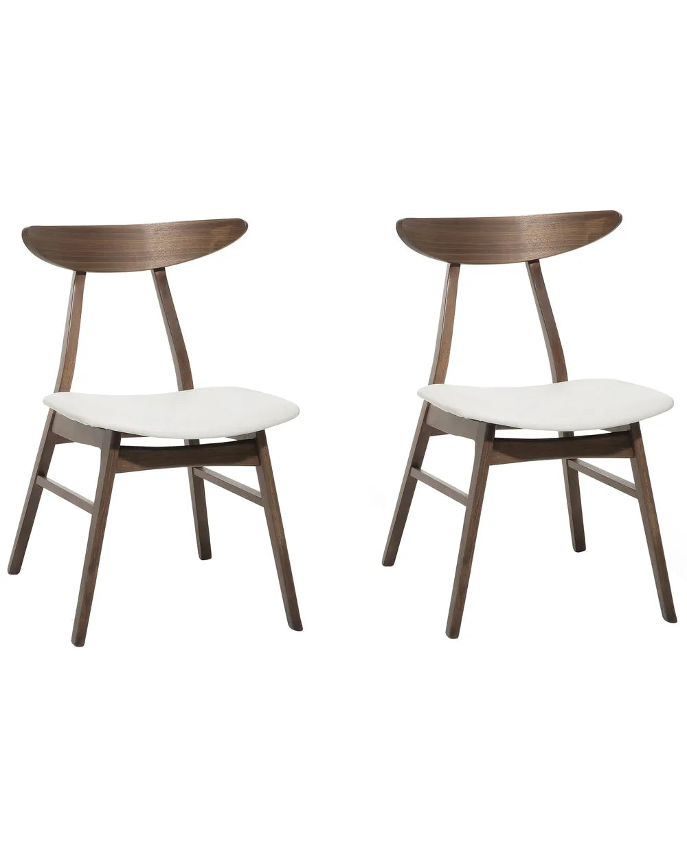 Set of 2 Dining Chairs Lynn Wood Dark Brown and White