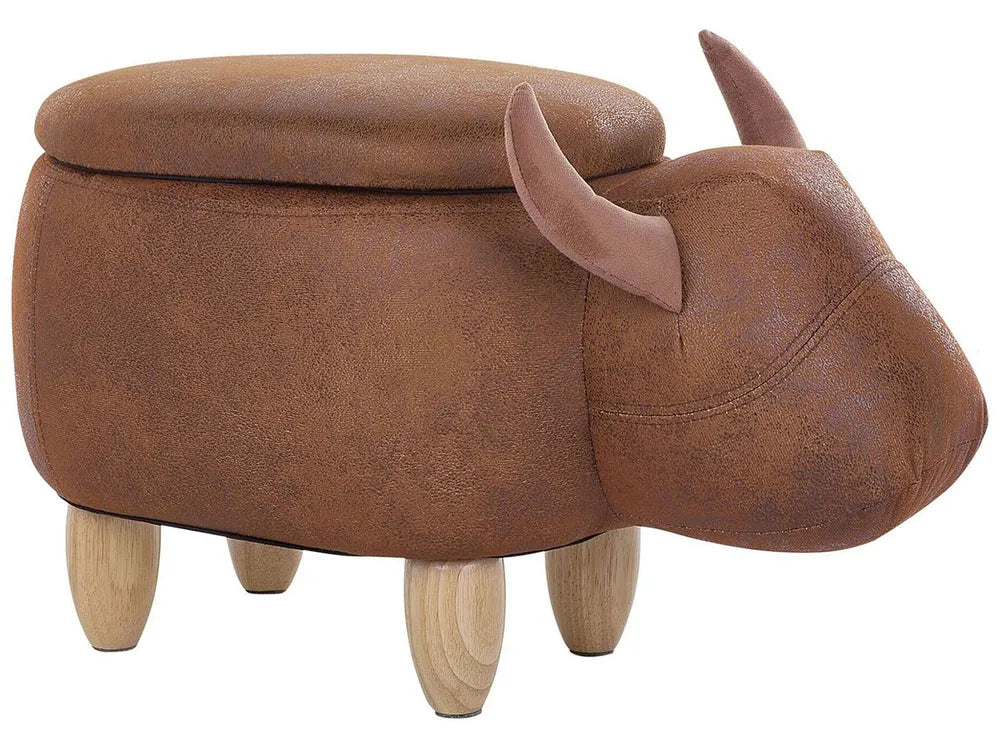 Storage Animal Stool COW Fabric Brown