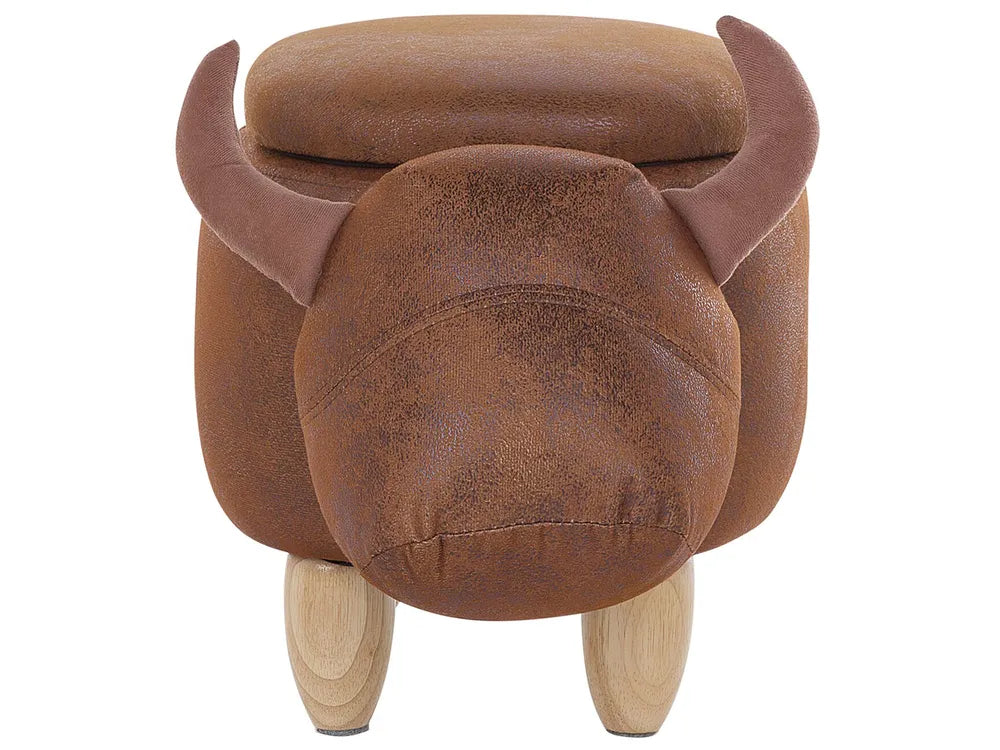Storage Animal Stool COW Fabric Brown