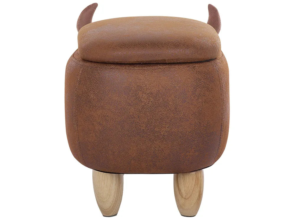 Storage Animal Stool COW Fabric Brown