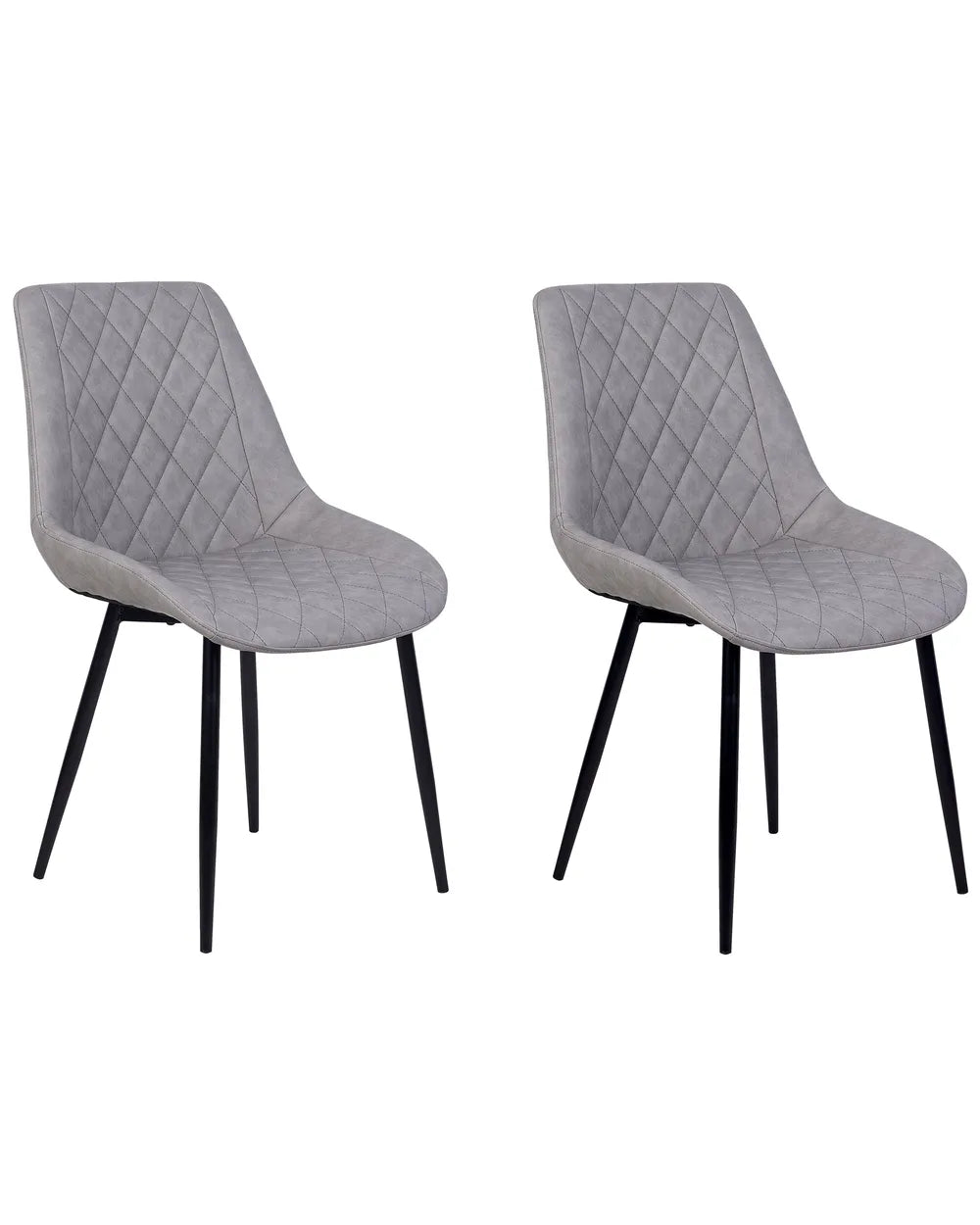 Set of 2 Dining Chairs MARIBEL Faux Leather Light Grey
