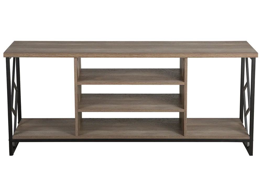 FORRES Industrial TV Stand 140 cm – Brown & Black Media Unit for TVs up to 65 Inch