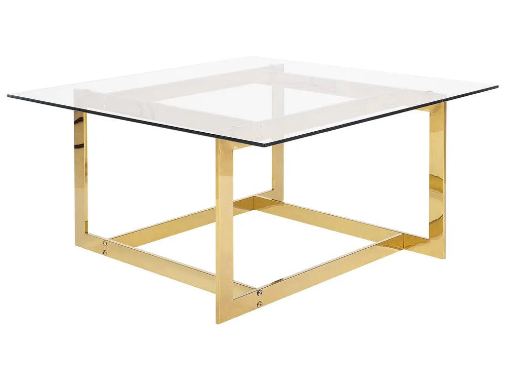 Coffee Table CRYSTAL – Tempered Glass Top, Gold Stainless Steel Frame