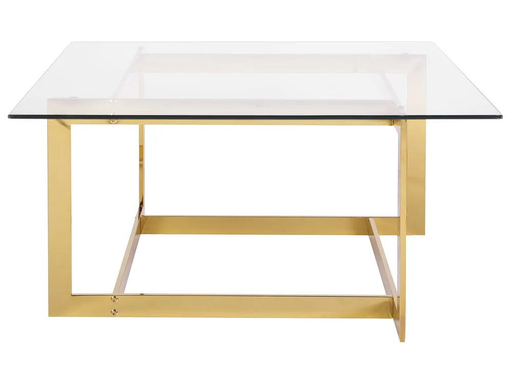 Coffee Table CRYSTAL – Tempered Glass Top, Gold Stainless Steel Frame