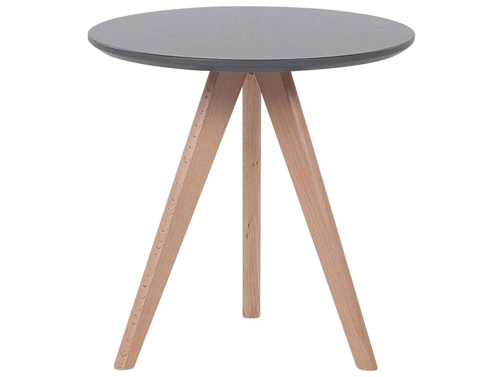 VEGAS Set of 3 Coffee Tables, Round MDF Tables with Beechwood Legs, Grey, 48×48×46 cm / 40×40×41 cm / 30×30×36 cm