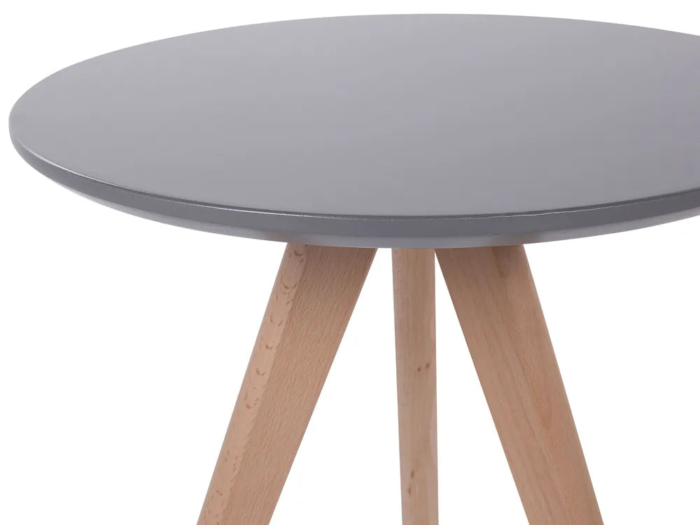 VEGAS Set of 3 Coffee Tables, Round MDF Tables with Beechwood Legs, Grey, 48×48×46 cm / 40×40×41 cm / 30×30×36 cm