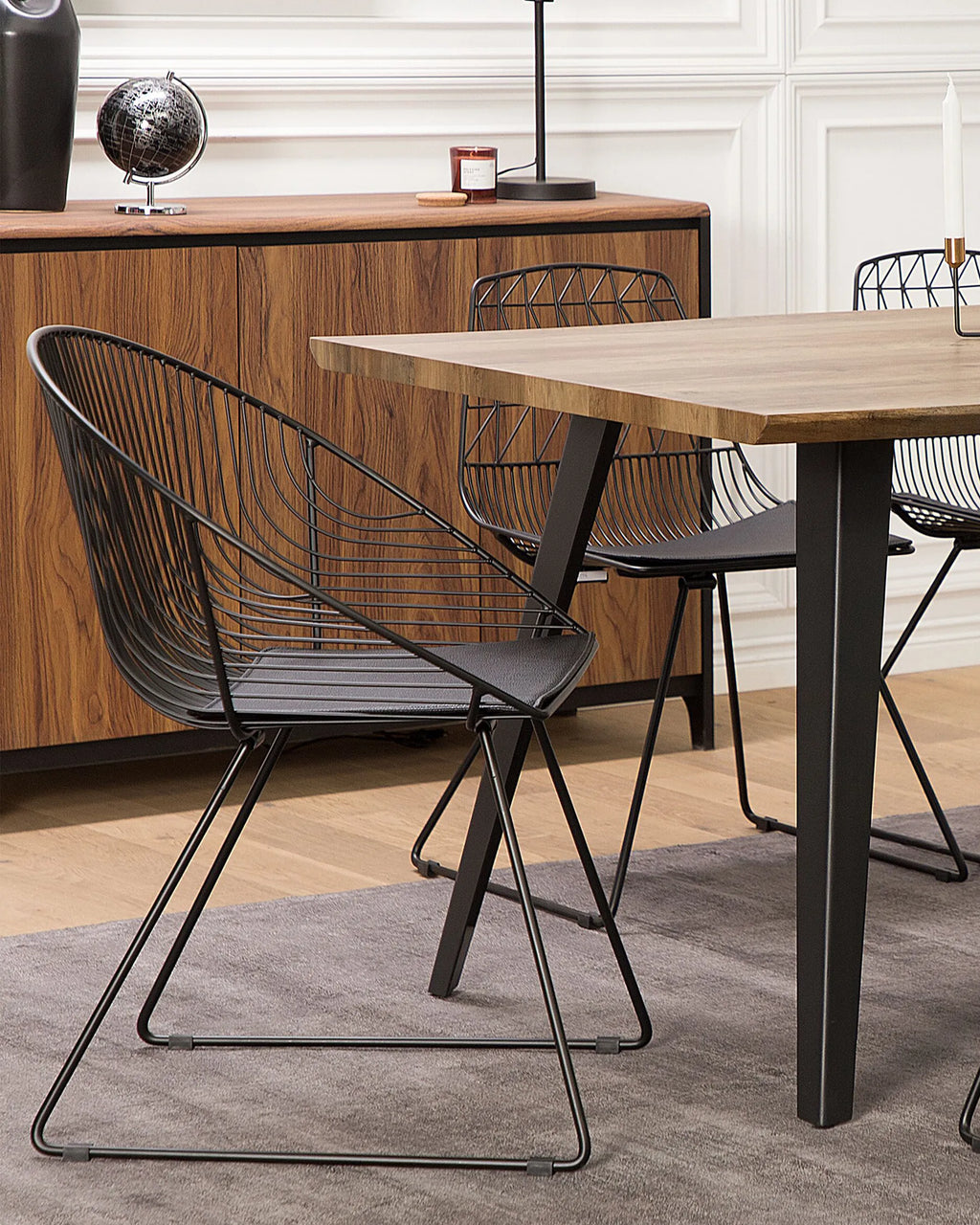 Set of 2 Dining Chairs HARLAN Metal Black with Faux Leather Seat