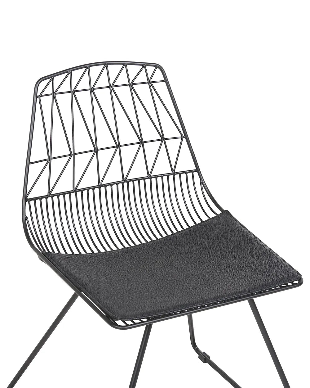 Set of 2 Dining Chairs HARLAN Metal Black with Faux Leather Seat