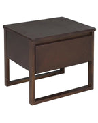 1 Drawer Bedside Table GIULIA, Solid Pine Wood, Dark Brown, 50 x 41 x 43 cm