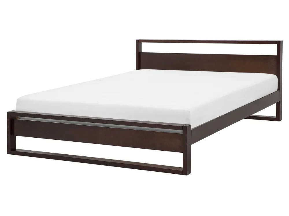 Bed Pine Wood GIULIA Solid Pine Wooden Bed Frame Dark Brown – Available in 140 x 200 cm & 160 x 200 cm