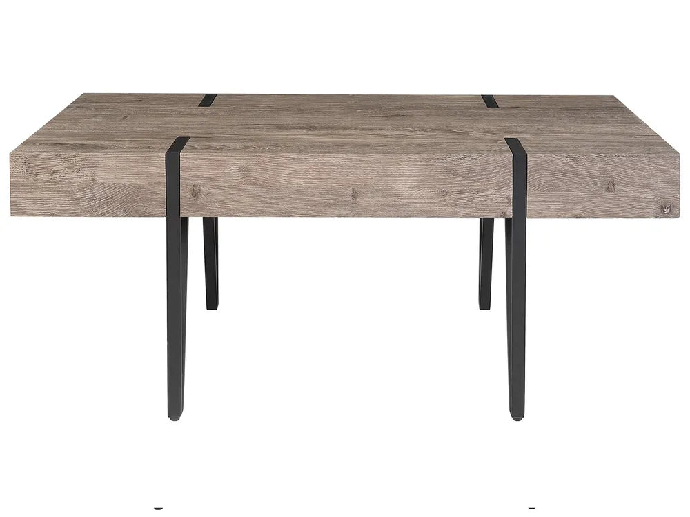 ADENA Brown Rectangular Coffee Table – MDF Top, Metal Hairpin Legs