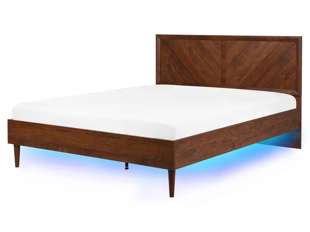 Bed with LED MIALET 140×200 / 160×200 / 180×200 cm Dark Brown