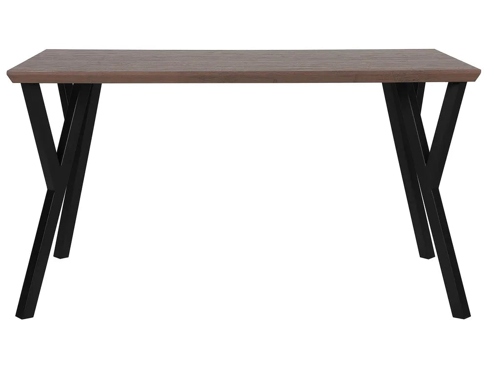 Dining Table BRAVO Dark Brown 140 x 80 cm – Rectangular MDF Table with Metal Legs