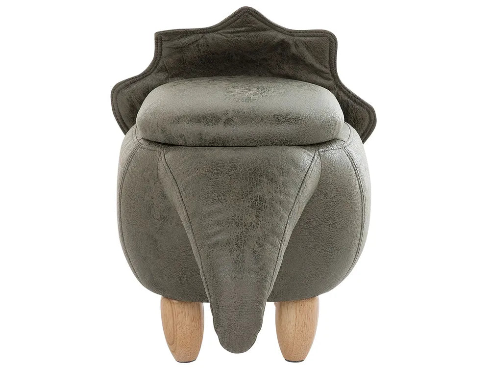 Storage Animal Stool TRICERATOPS Fabric Green – Kids Pouffe with Hidden Storage