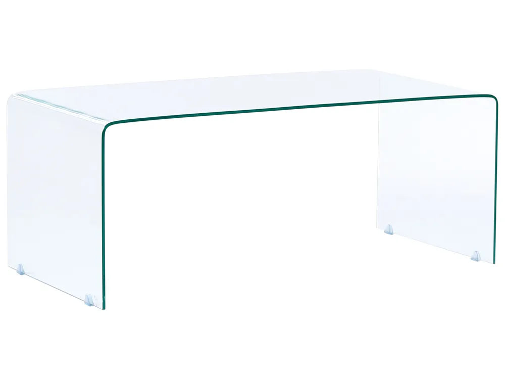 Minimalist Tempered Glass Coffee Table – Rectangular Black Glass Table for Living Room