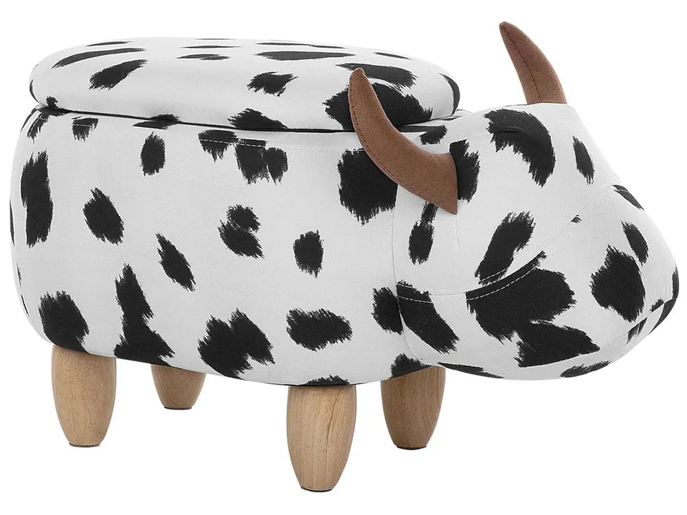 Storage Animal Stool COW Fabric White