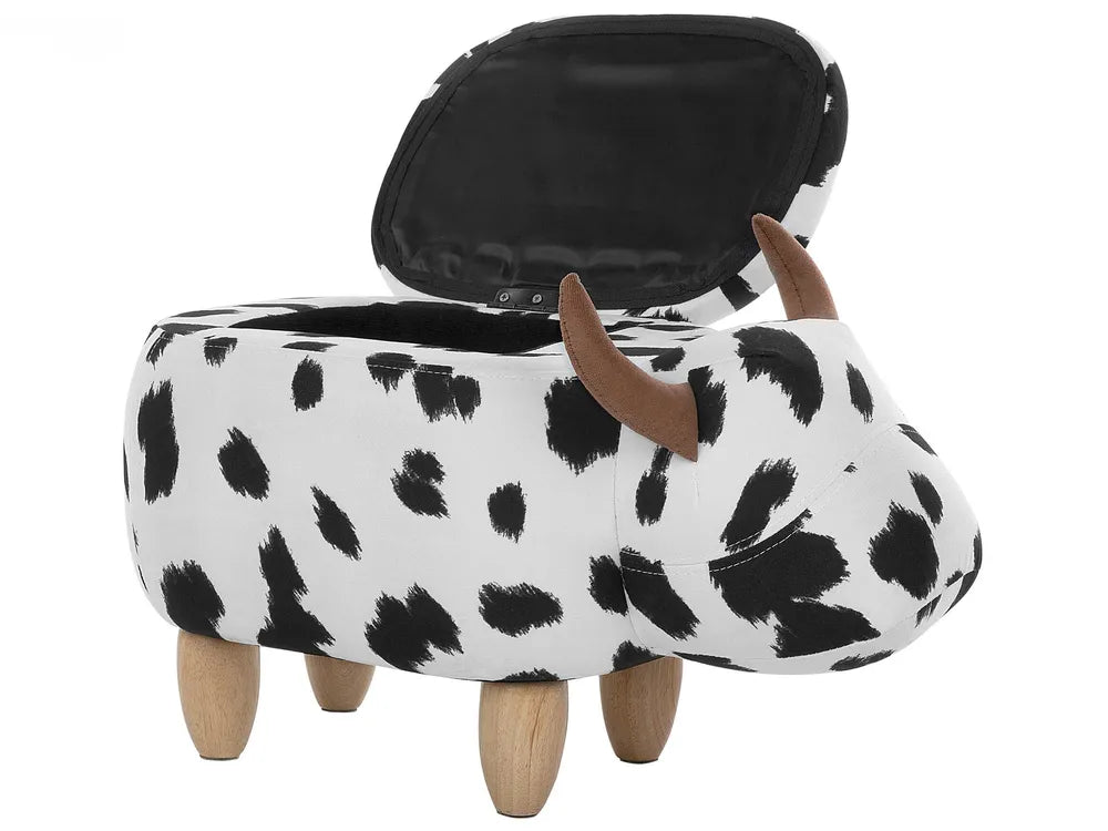 Storage Animal Stool COW Fabric White