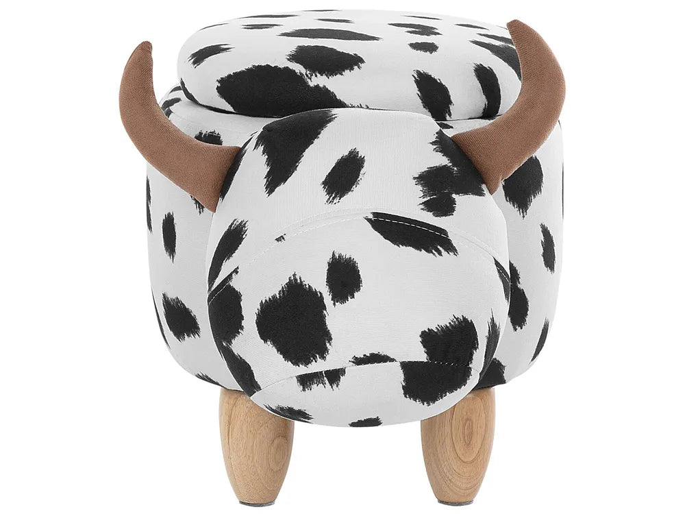 Storage Animal Stool COW Fabric White