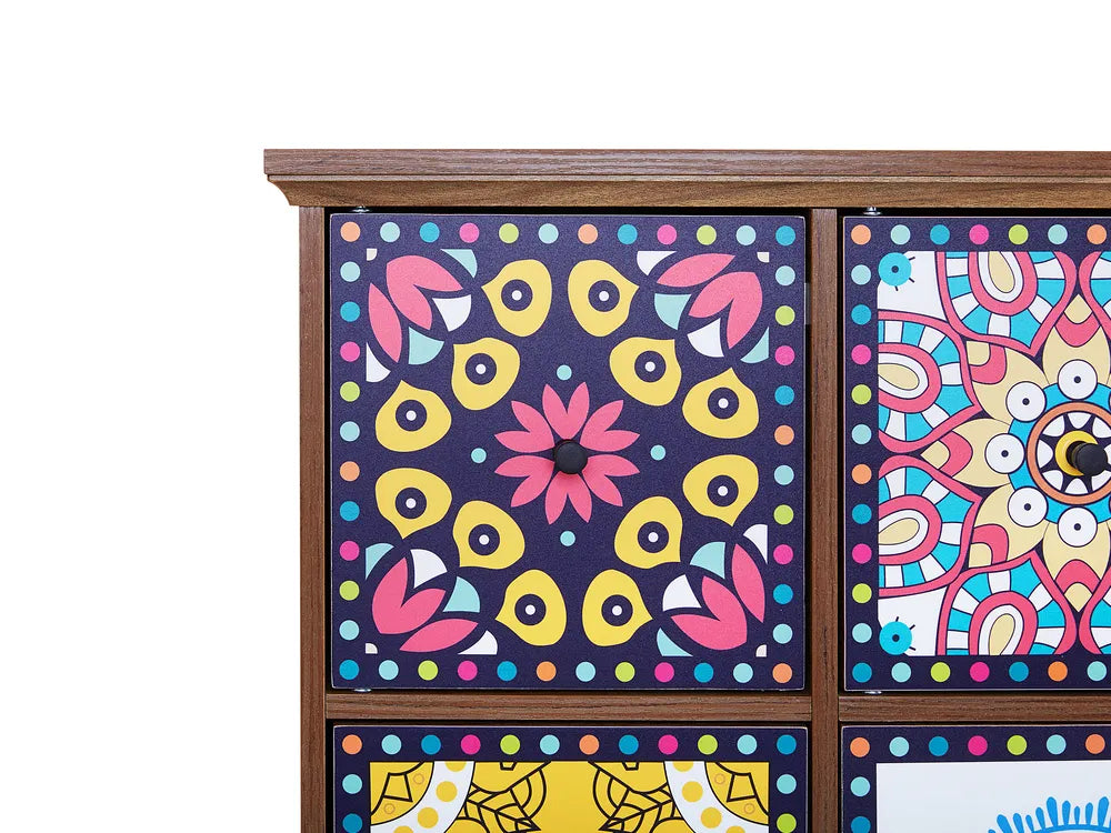 KUMA Multicolour Sideboard Cabinet with Moroccan Pattern – Wooden Finish Storage Unit
