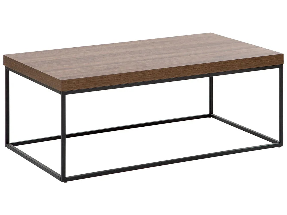 Industrial Coffee Table with Metal Frame – Dark Brown