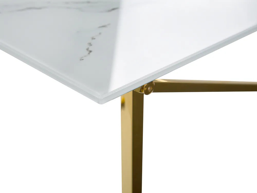 Coffee Table EMPORIA Tempered Glass Marble / Gold – Rectangular Glam Coffee Table with Glass Top