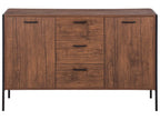 2 Door Sideboard TIFTON Dark Brown – Multifunctional Living Room Cabinet with Drawers, Steel Frame, Wood-Effect Finish