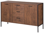 2 Door Sideboard TIFTON Dark Brown – Multifunctional Living Room Cabinet with Drawers, Steel Frame, Wood-Effect Finish