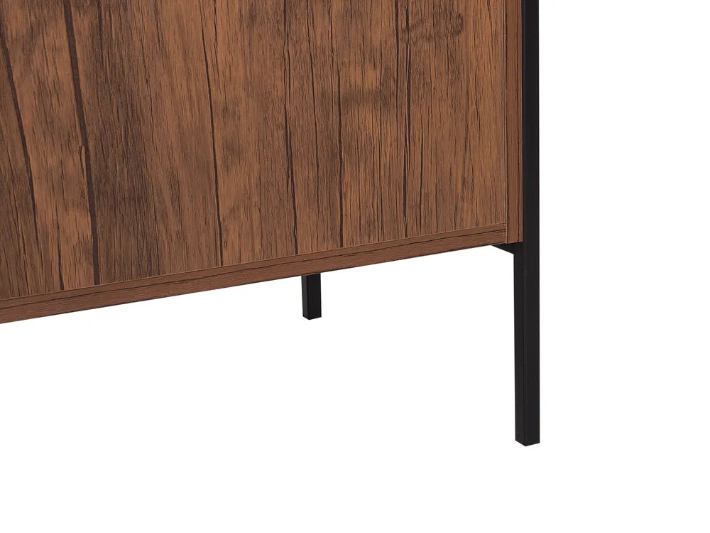 2 Door Sideboard TIFTON Dark Brown – Multifunctional Living Room Cabinet with Drawers, Steel Frame, Wood-Effect Finish