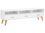 LIBERTY Modern TV Stand with Drawers and Shelves, White Finish, 180 cm – Suitable for TVs up to 75"