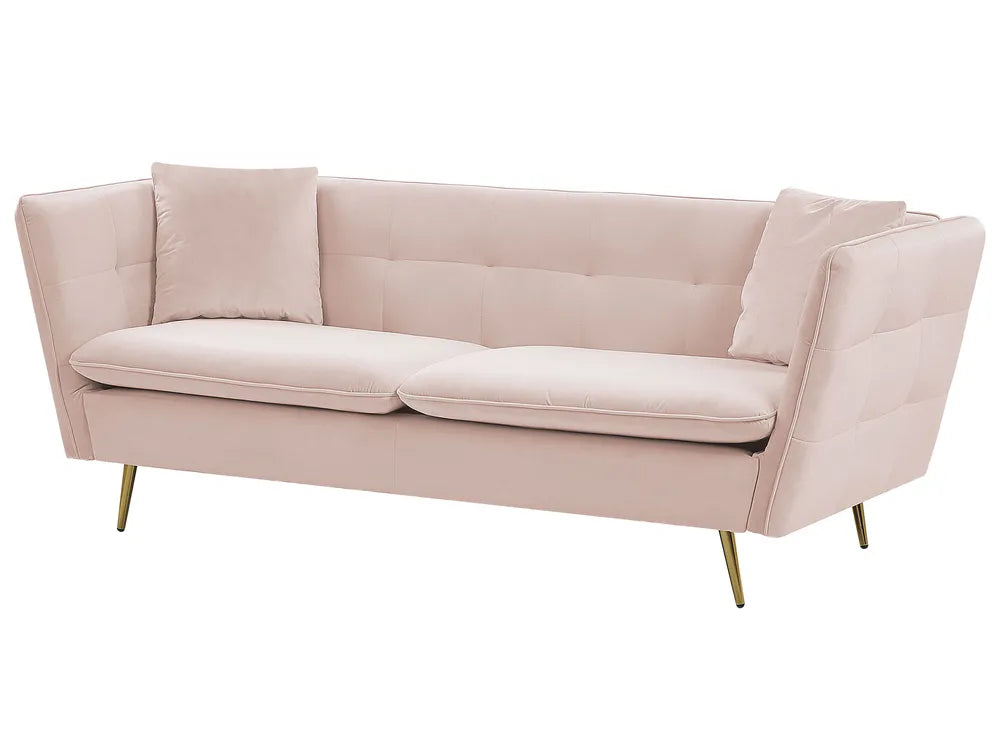 Sofa 3 Seater FREDERICA Boucle Off-Pink– Elegant Tufted Design with Metal Legs