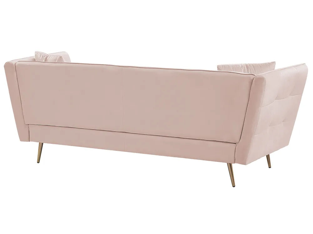 Sofa 3 Seater FREDERICA Boucle Off-Pink– Elegant Tufted Design with Metal Legs