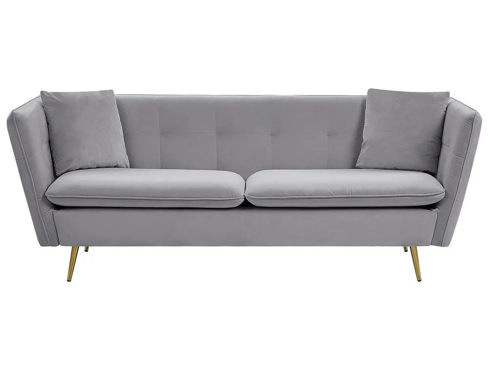 Sofa 3 Seater FREDERICA Boucle Off-Grey– Elegant Tufted Design with Metal Legs