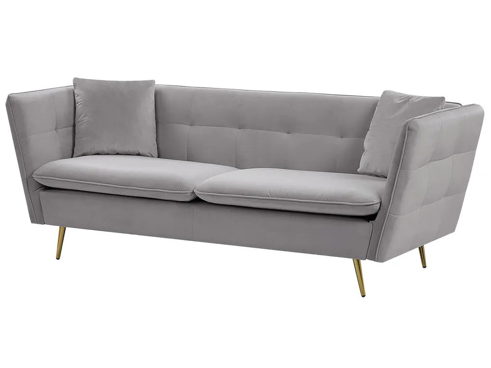 Sofa 3 Seater FREDERICA Boucle Off-Grey– Elegant Tufted Design with Metal Legs