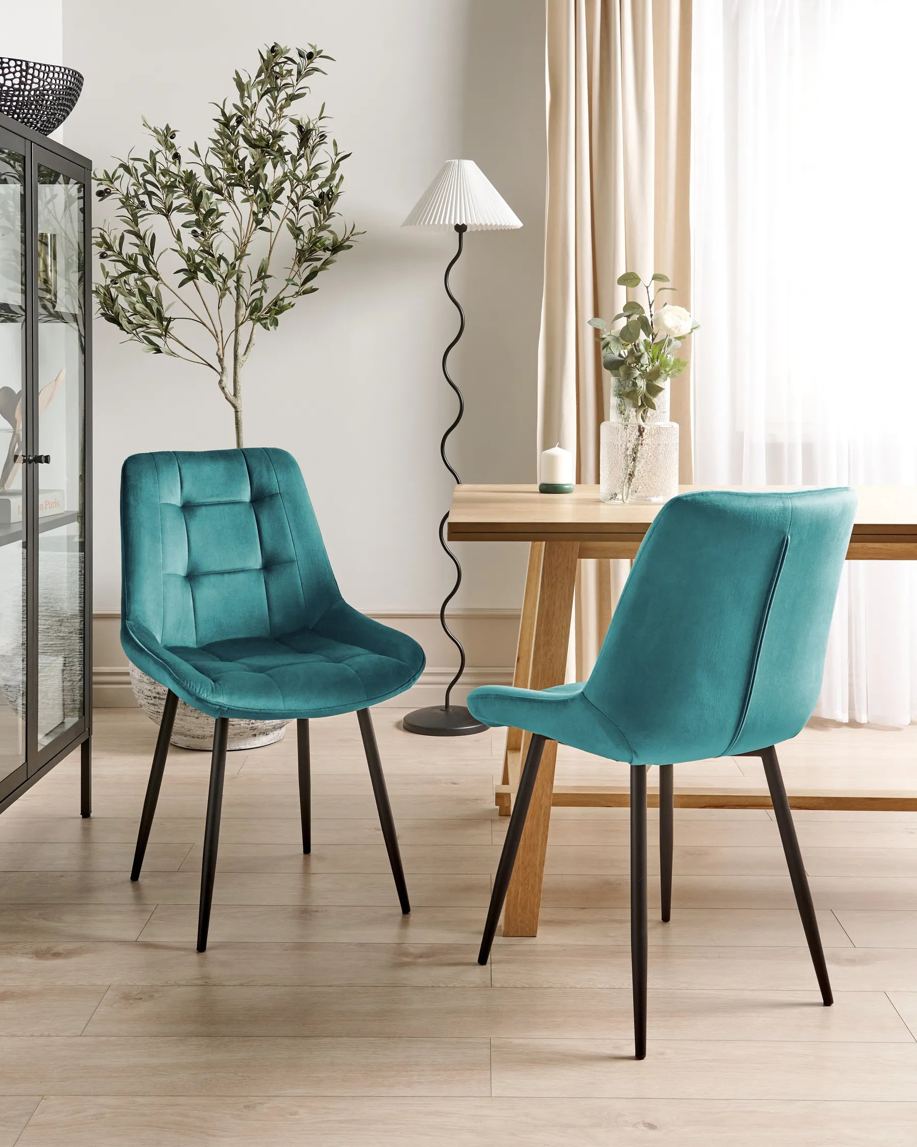 Set of 2 Dining Chairs Melrose Velvet Turquoise
