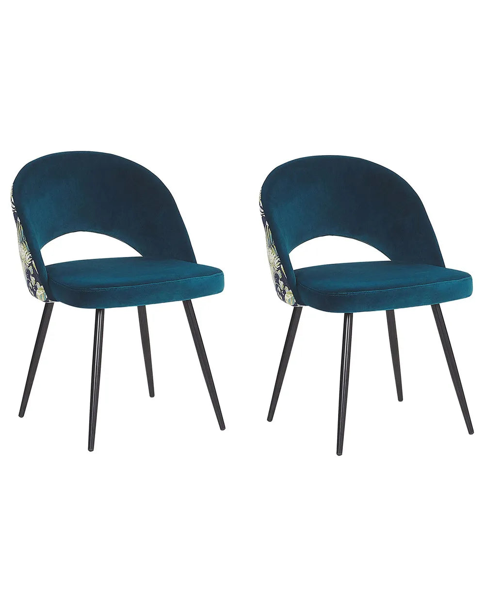 Set of 2 Dining Chairs VIVIAN – Velvet Upholstered Accent Chairs, Sea Blue, Metal Legs