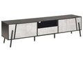 BLACKPOOL Modern TV Stand Grey Concrete Effect with Storage & Cable Management – 177×40×46 cm