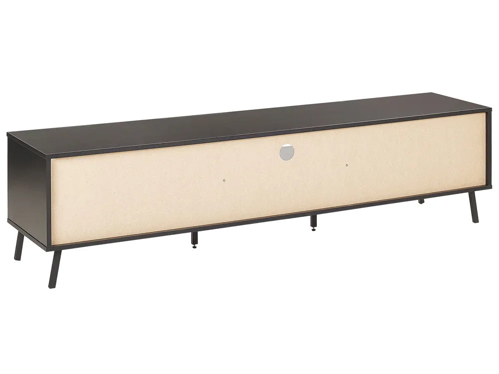 BLACKPOOL Modern TV Stand Grey Concrete Effect with Storage & Cable Management – 177×40×46 cm