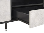 BLACKPOOL Modern TV Stand Grey Concrete Effect with Storage & Cable Management – 177×40×46 cm