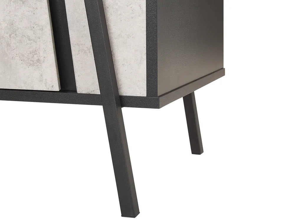 BLACKPOOL Modern TV Stand Grey Concrete Effect with Storage & Cable Management – 177×40×46 cm