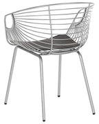 Set of 2 Dining Chairs HOBACK Metal Silver with Black Faux Leather Seat